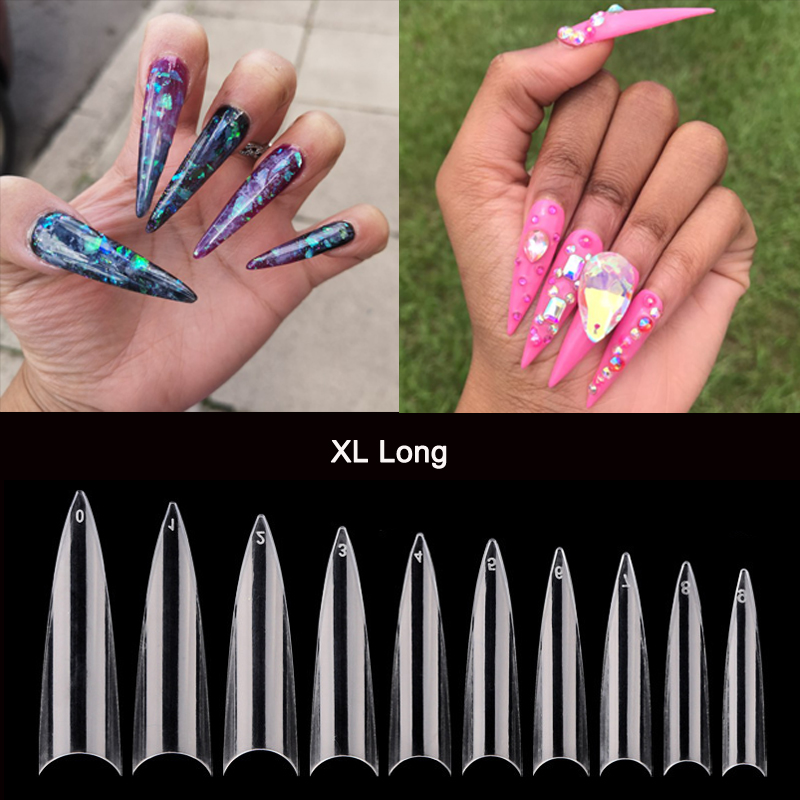 Nail Art Xl - 500/600 Pcs/Bag Professional XL Long Stiletto