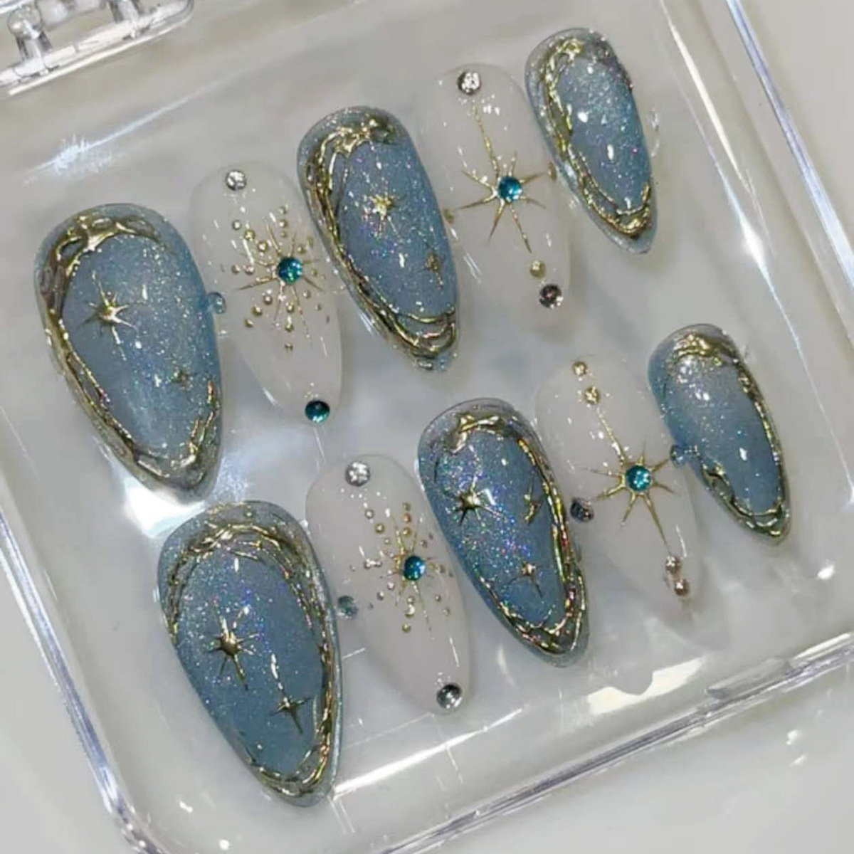 Nail Art Glitter - 24pcs Gilded Starlight Stick on Nail