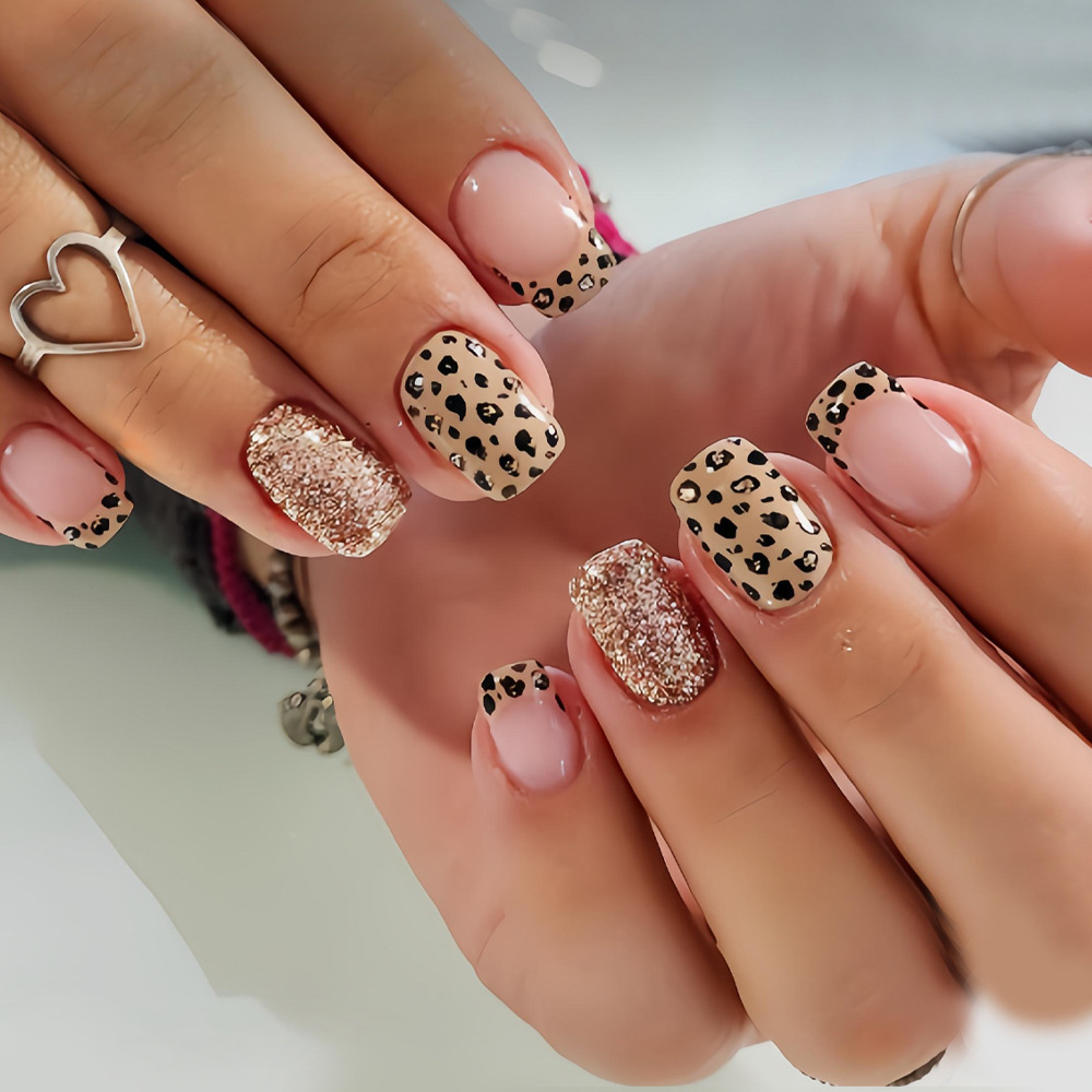 Nail Art Glitter - Short long fake nails for women