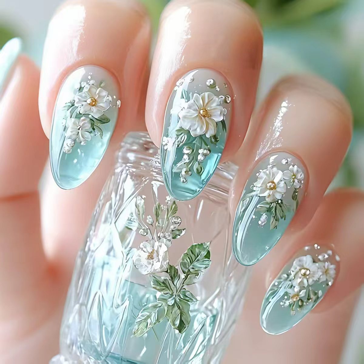 Nail Art Press On - Medium fake nails for women girls