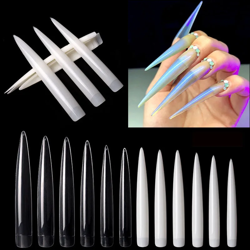 Nail Art Xl - Clear Natural Extra Long False Nails,