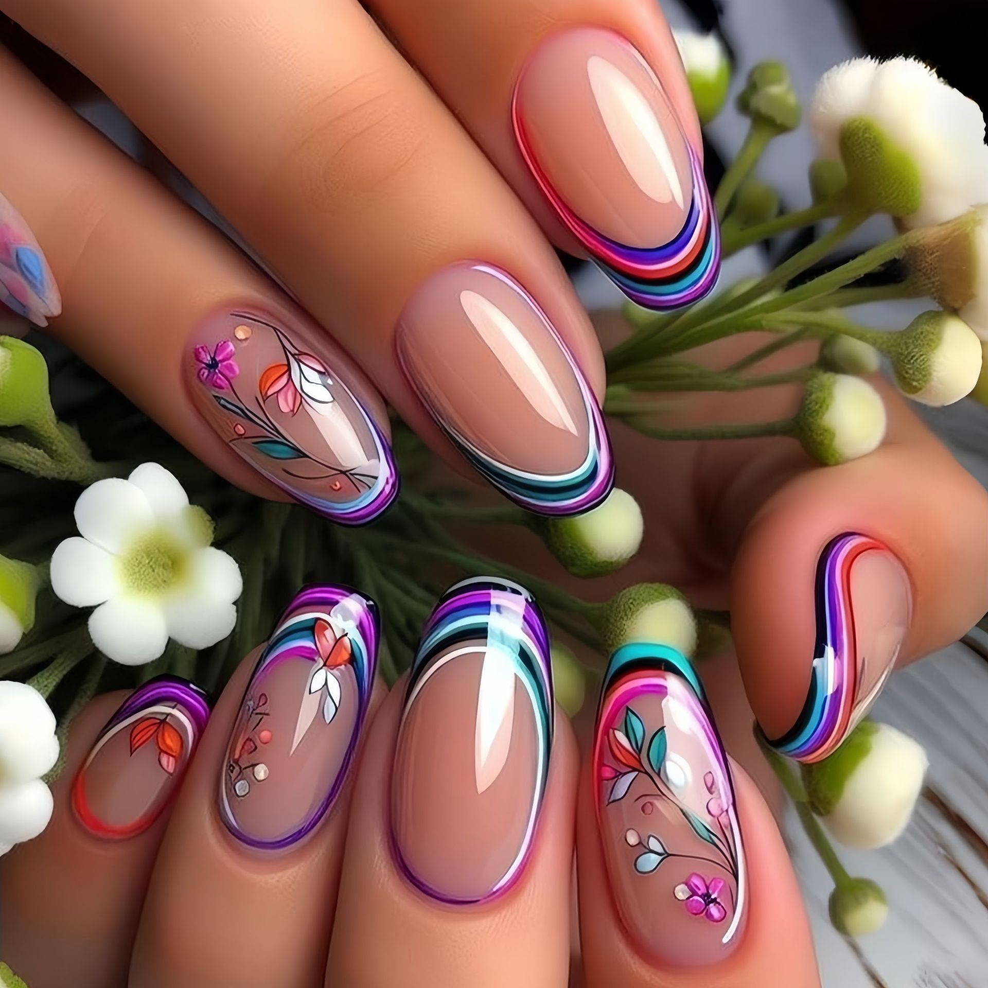 Medium fake nails for women gi - Nail Art Press On recension och pris
