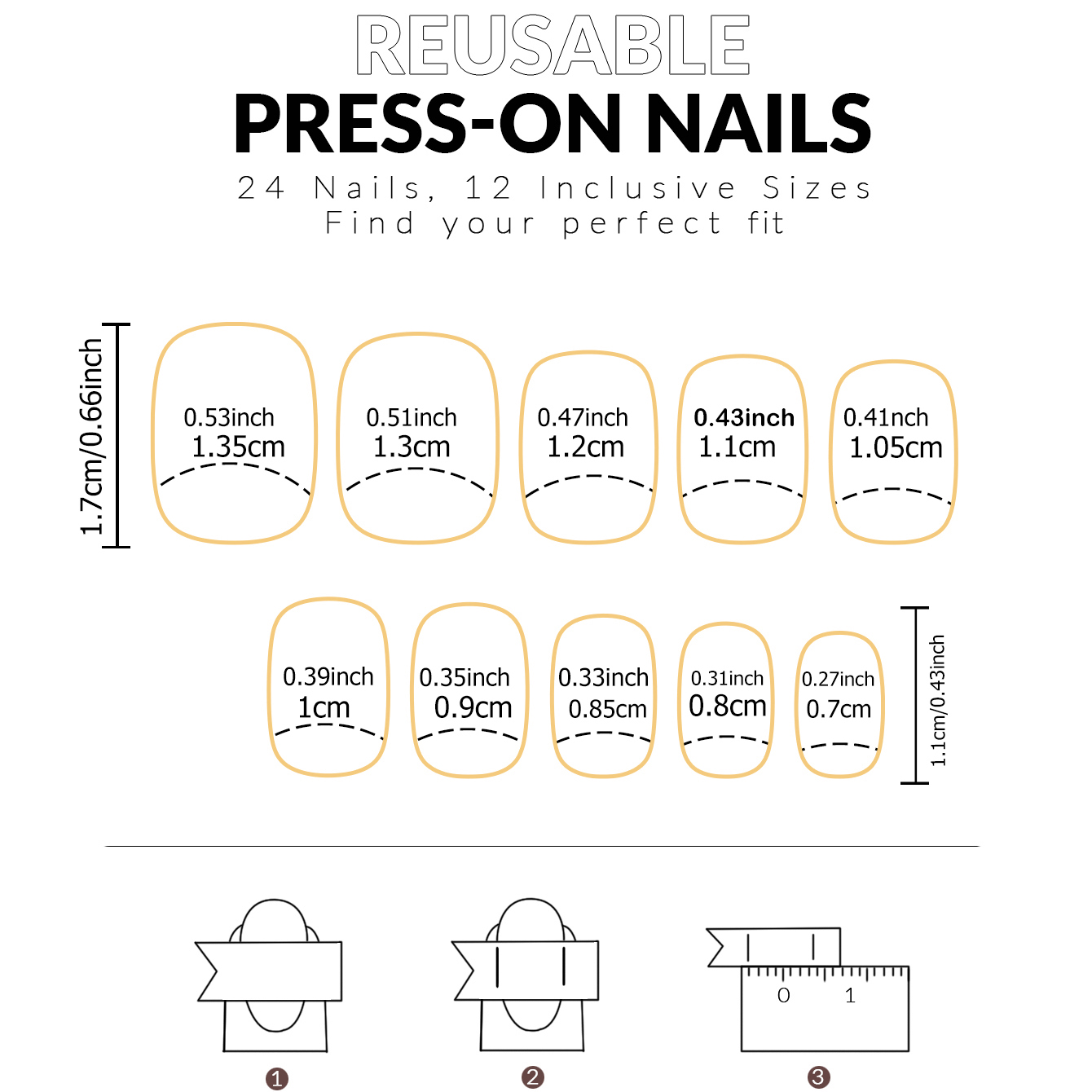 24PCS French White Border Shor - Nail Art French Nails recension och pris