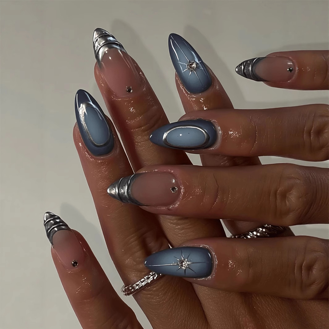 24Pcs Short Almond Nails Set F - Nail Art French Nails recension och pris