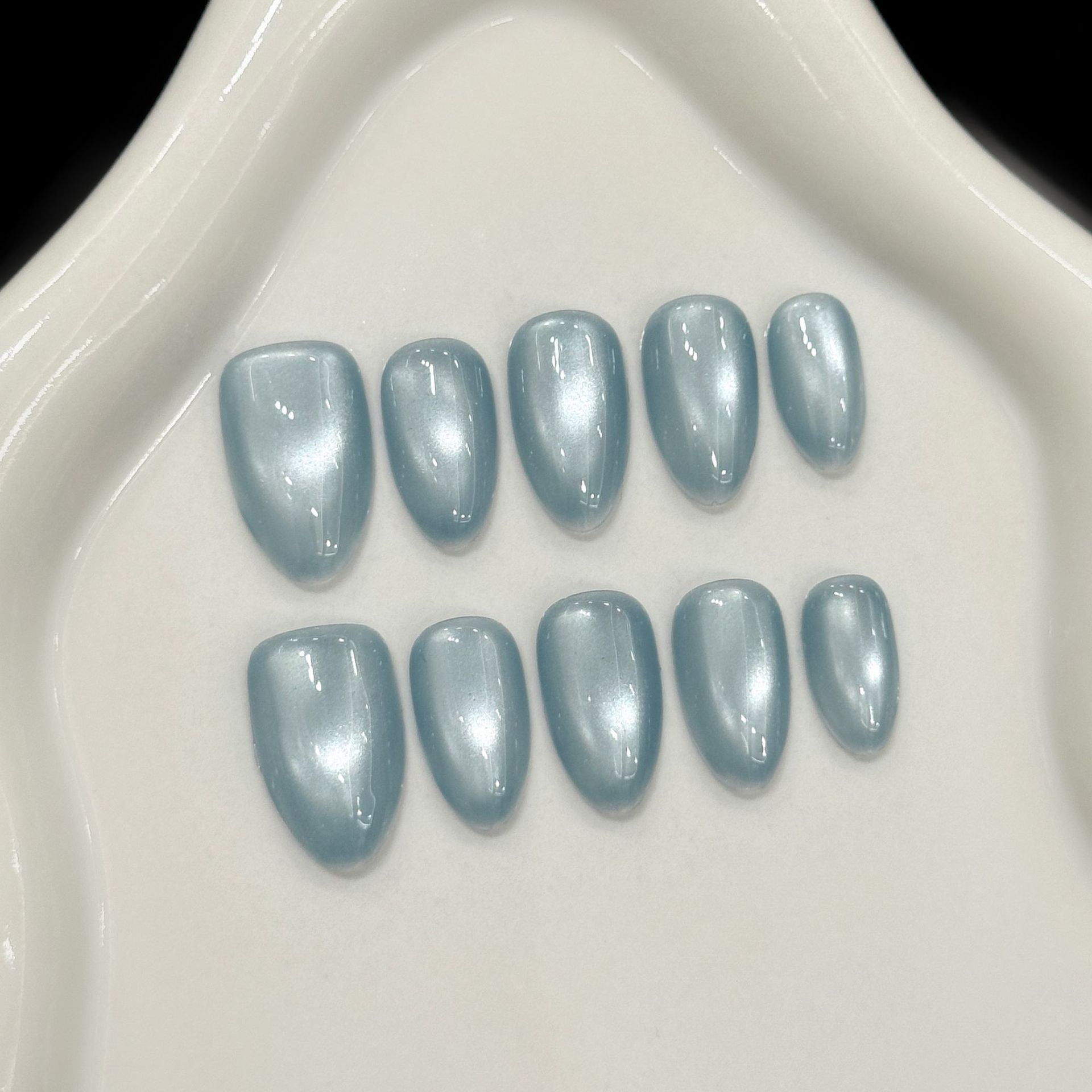 10Pcs Blue Cat Eye French Shor - Nail Art French Nails recension och pris
