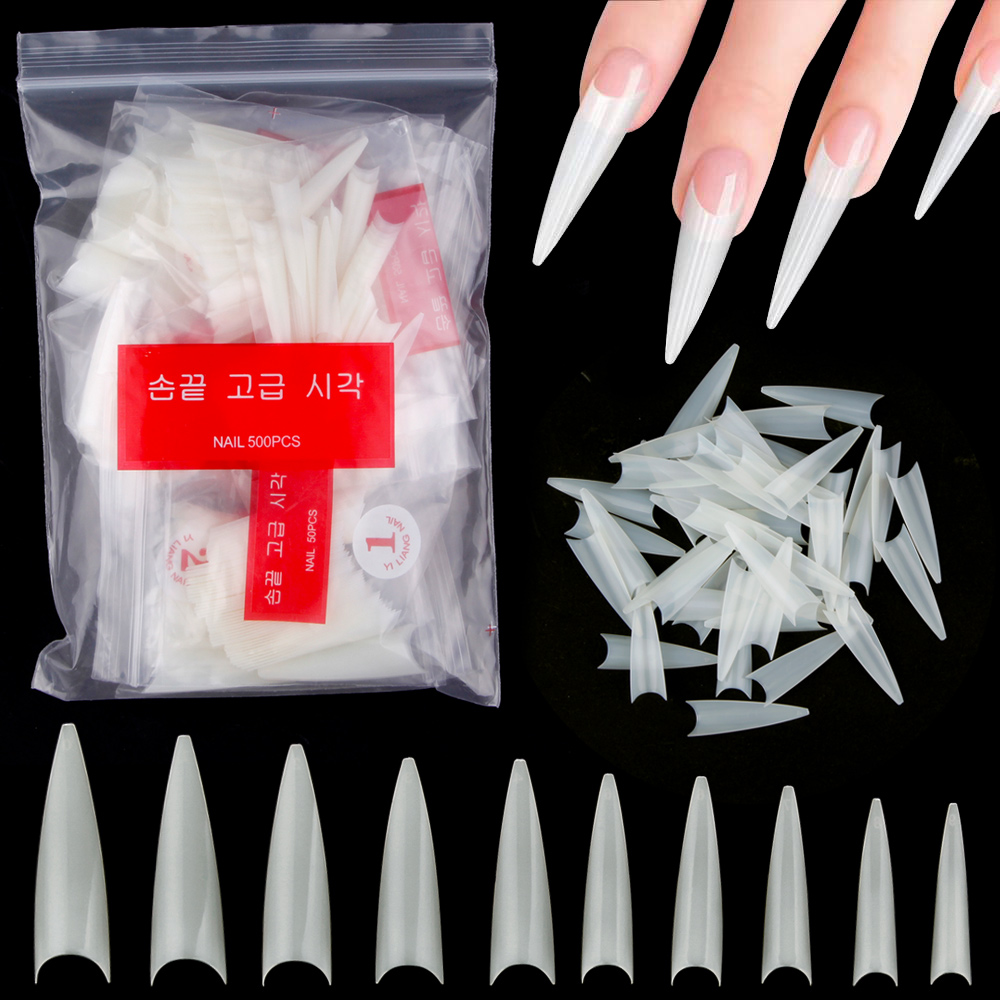 1Bag(600Pcs)Natural Stiletto P - Nail Art Xl recension och pris
