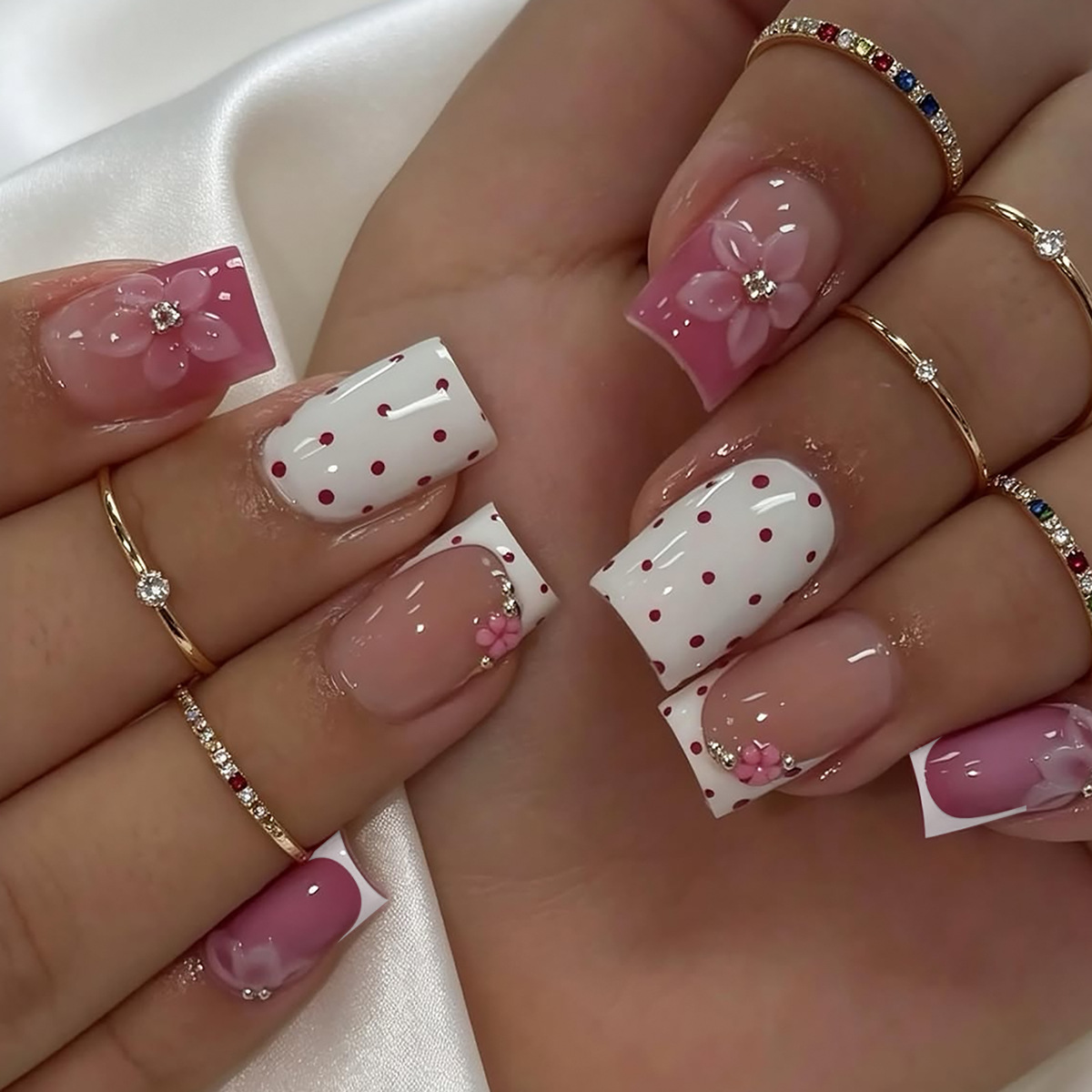 24Pcs Sweet Medium Square Fals - Nail Art Press On recension och pris
