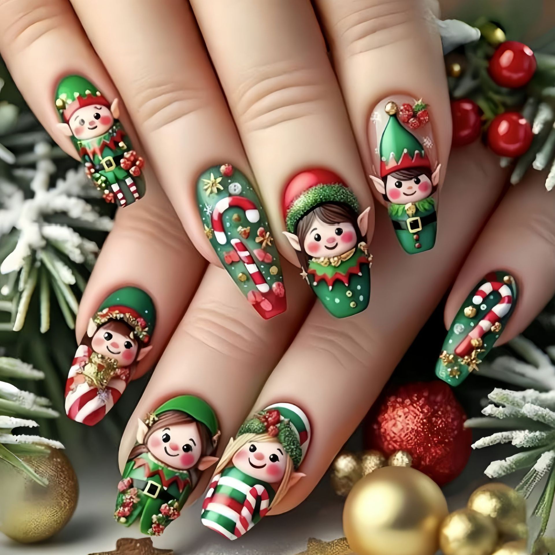 Medium fake nails for Christma - Nail Art Press On recension och pris