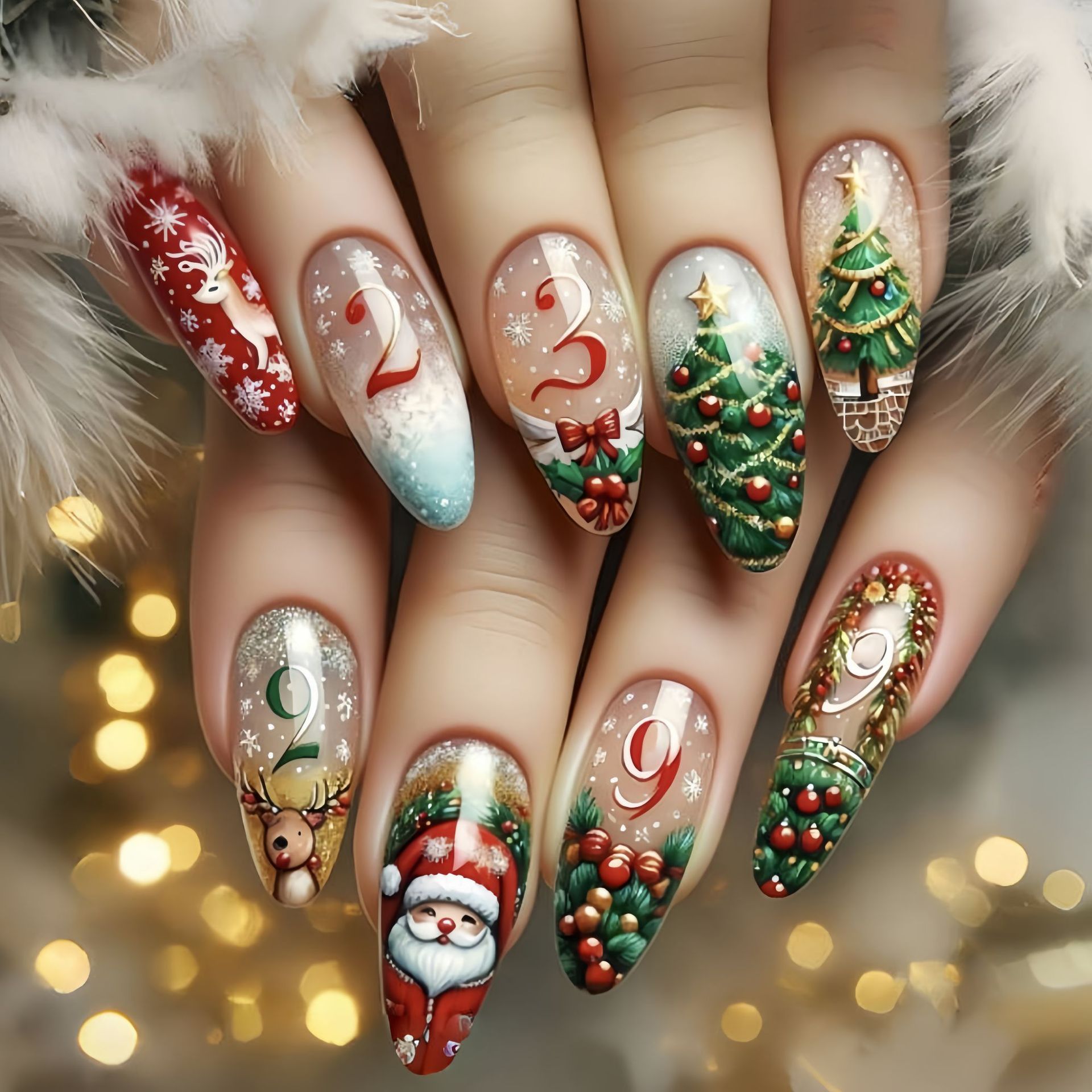Medium fake nails for Christma - Nail Art Press On recension och pris