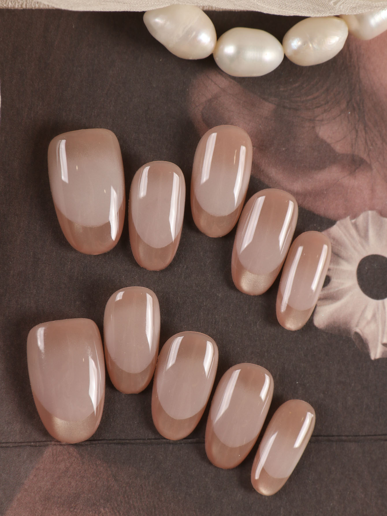 10Pcs Press on Nails Short Gol - Nail Art French Nails recension och pris