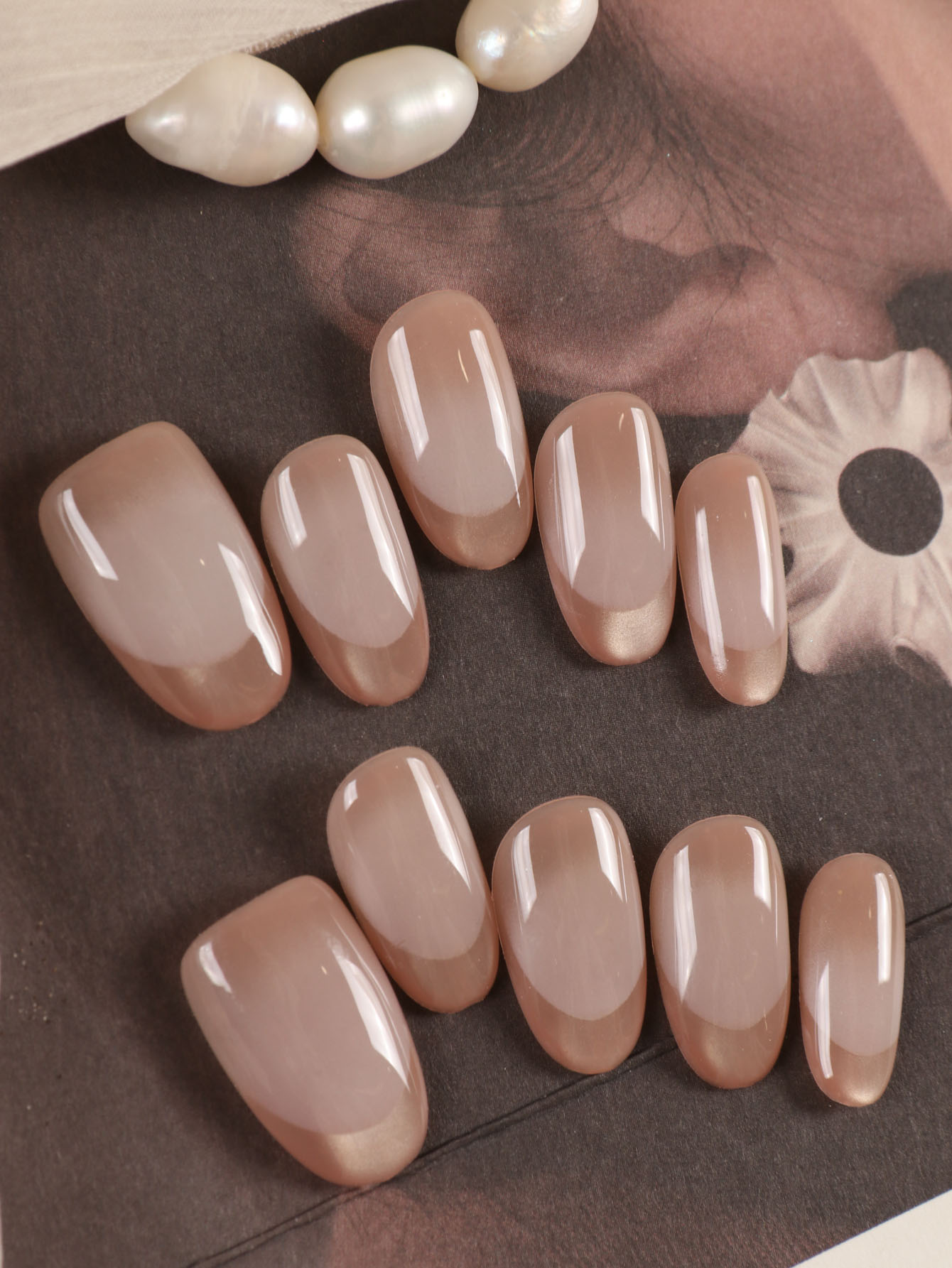 10Pcs Press on Nails Short Gol - Nail Art French Nails recension och pris