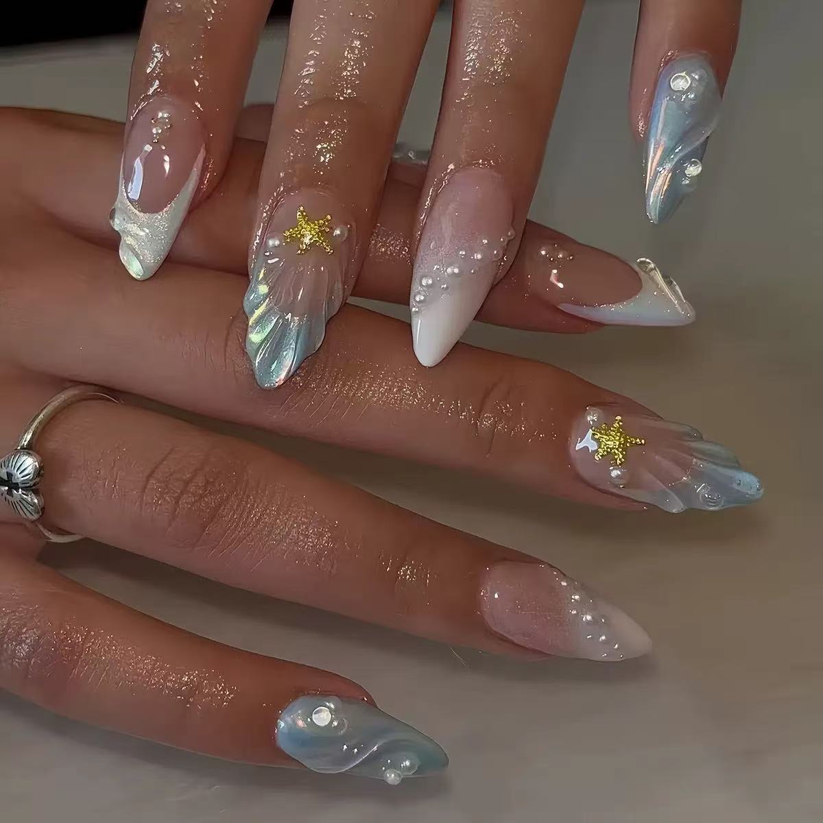 24pcs Short Oval 3D Gel Nail S - Nail Art French Nails recension och pris