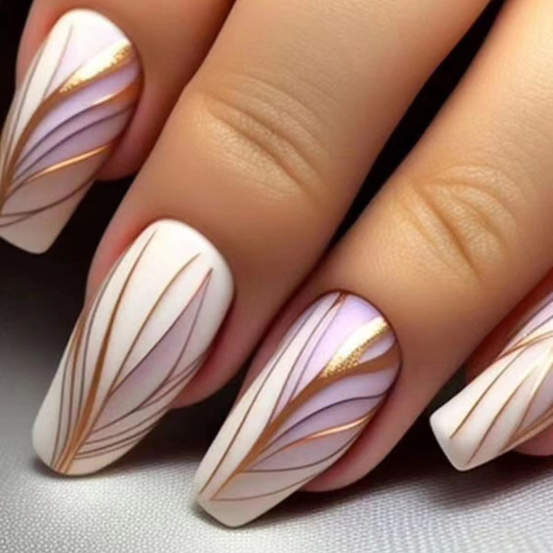 24Pcs Short Ballet False Nails - Nail Art Glitter recension och pris