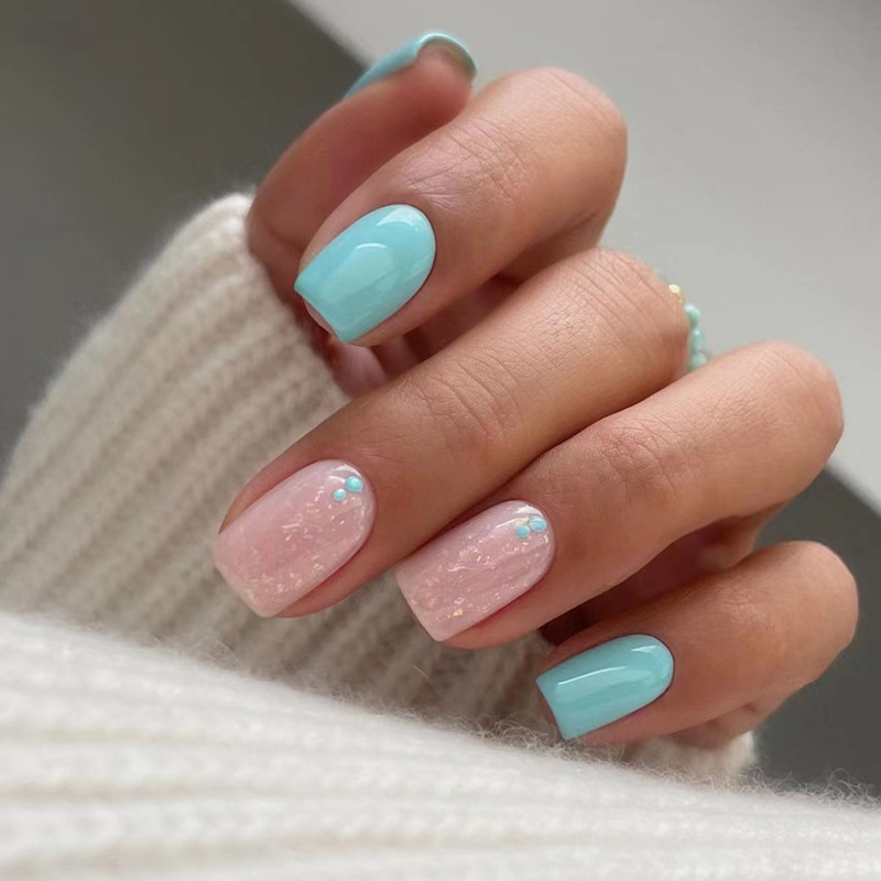 24Pcs Short Ballet False Nails - Nail Art Glitter recension och pris