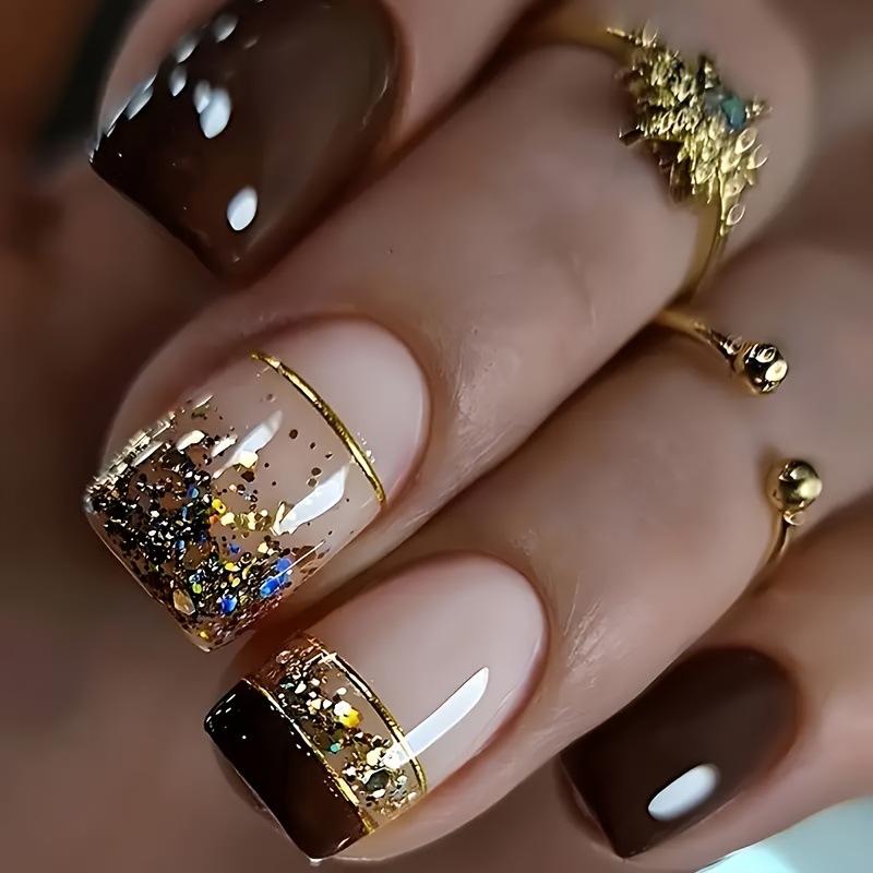 Short Square fake nails for wo - Nail Art Glitter recension och pris