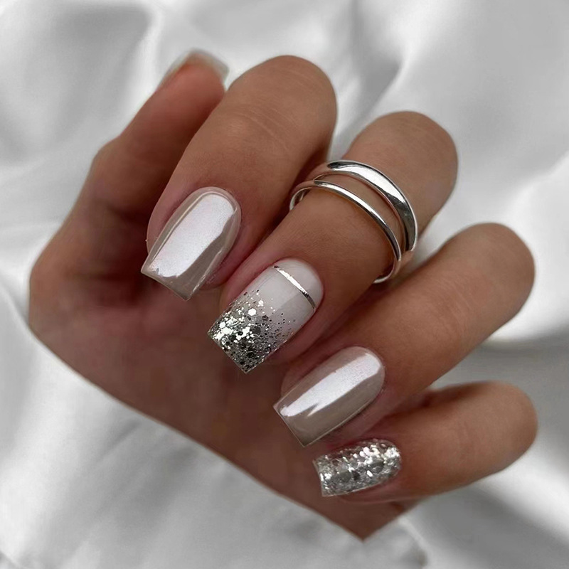 Short Square fake nails for wo - Nail Art Glitter recension och pris