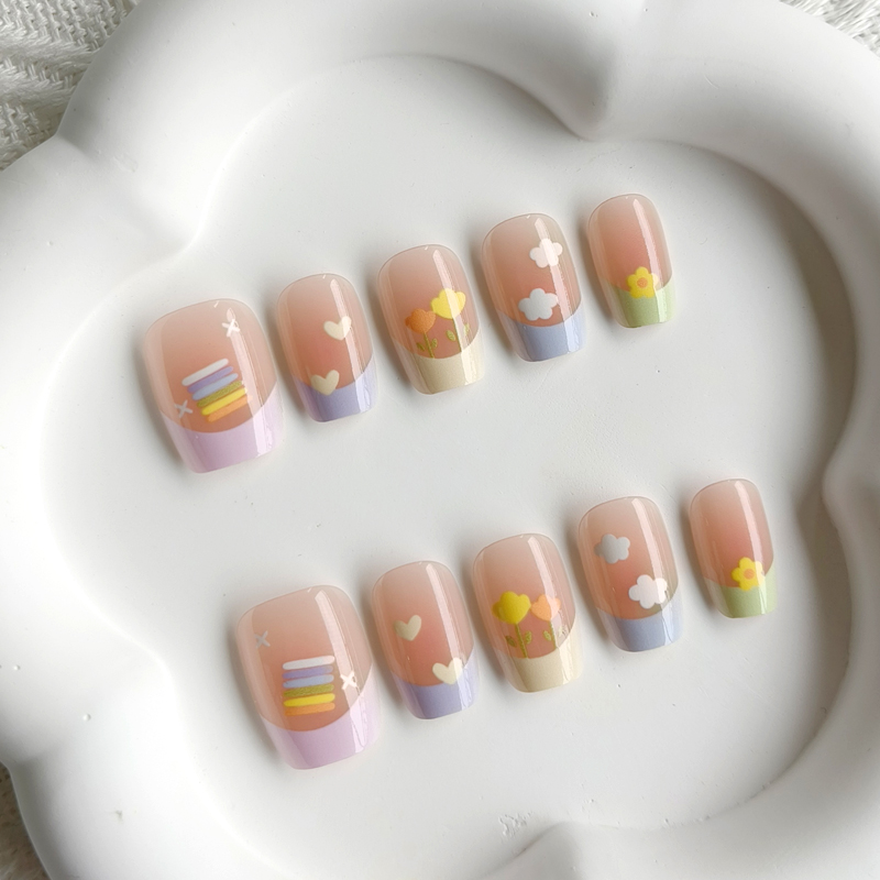 10Pcs Women Spring Fresh and D - Nail Art French Nails recension och pris