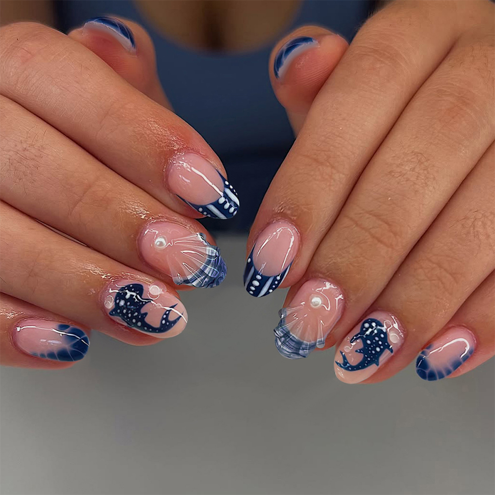 24pcs Almond 3d gel nails Whal - Nail Art Press On recension och pris