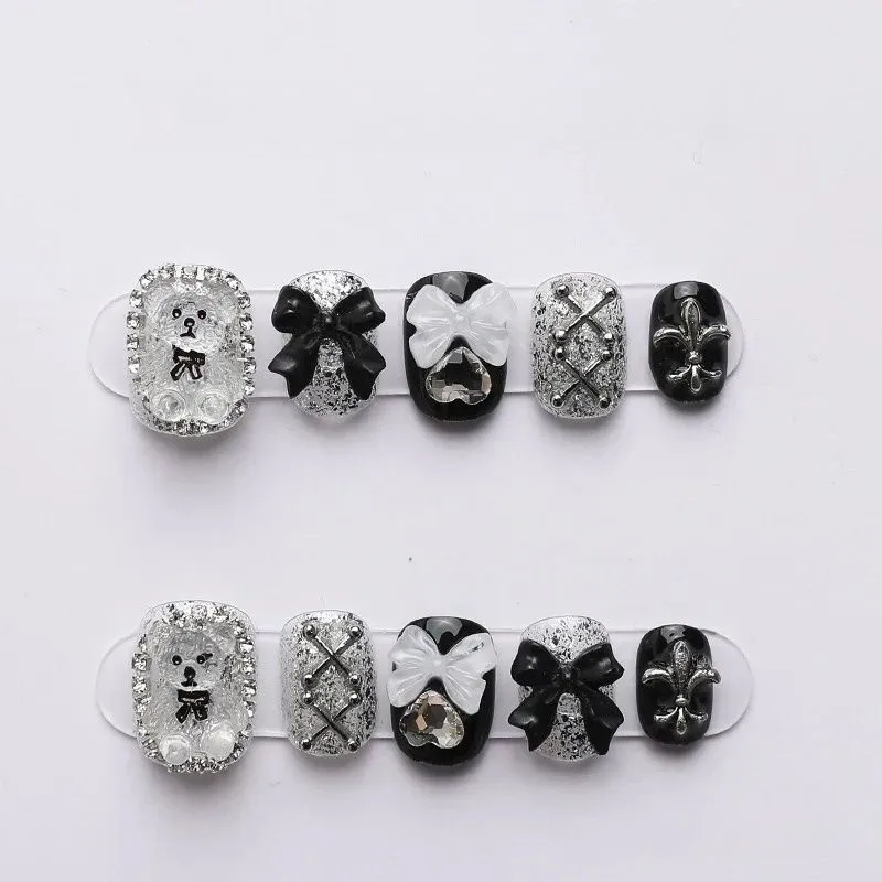 10 PCS Sheer Lace Bear Nail Ar - Nail Art Glitter recension och pris