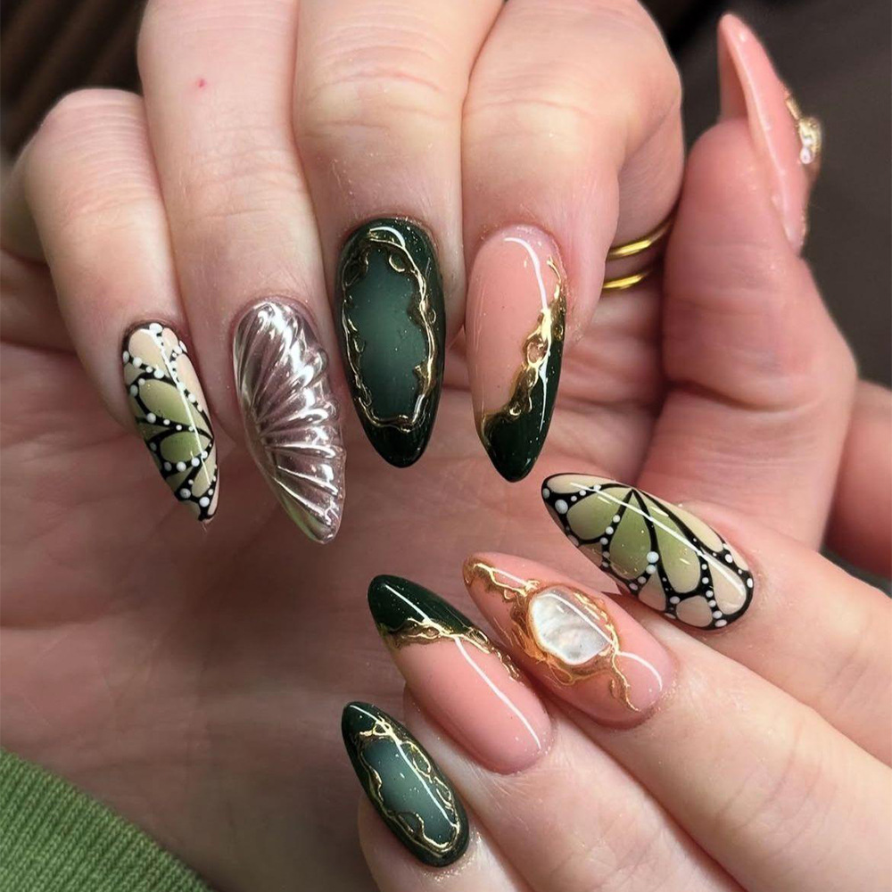 24pcs Green Cat Eye Fake Nails - Nail Art Press On recension och pris