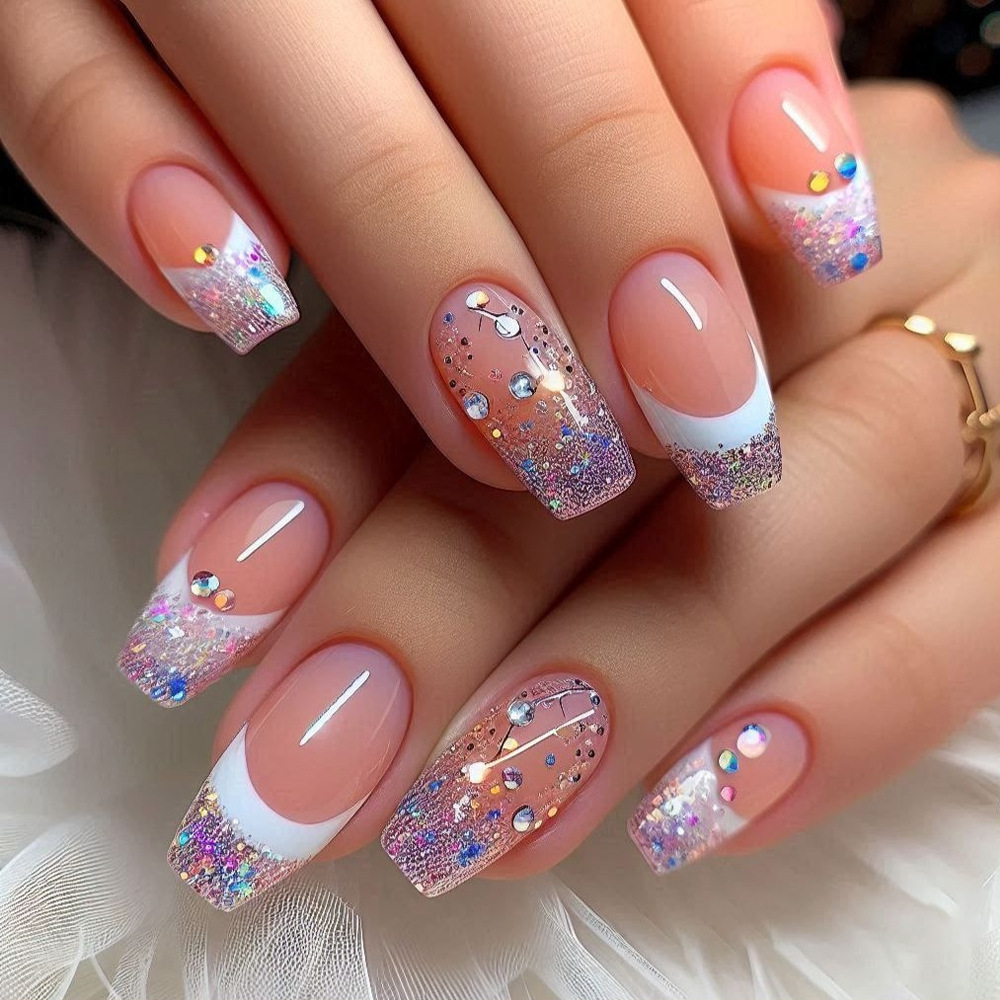 24pcs/set Short Medium fake na - Nail Art Glitter recension och pris