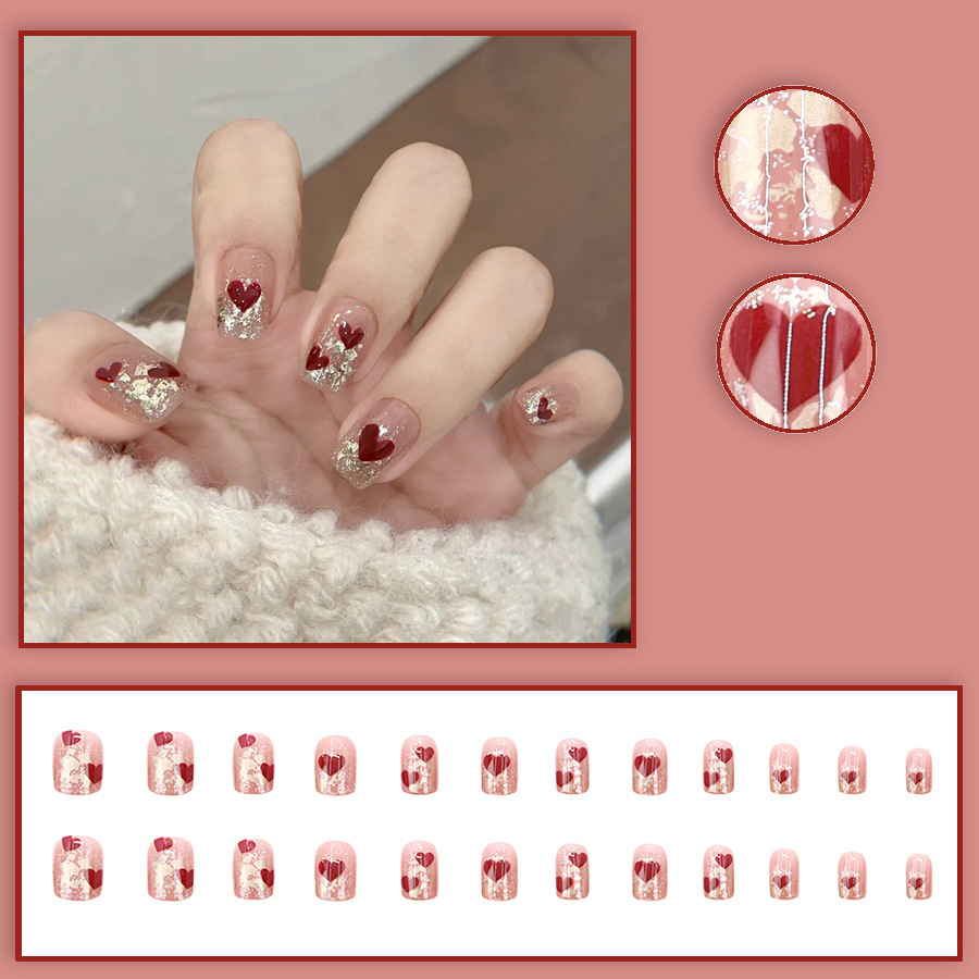 24pcs/set Short Square fake na - Nail Art Press On recension och pris