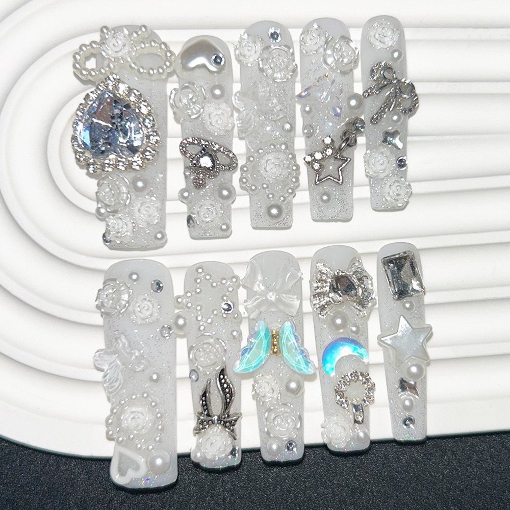 10PCS Cute Jirai Kei White Han - Nail Art Glitter recension och pris