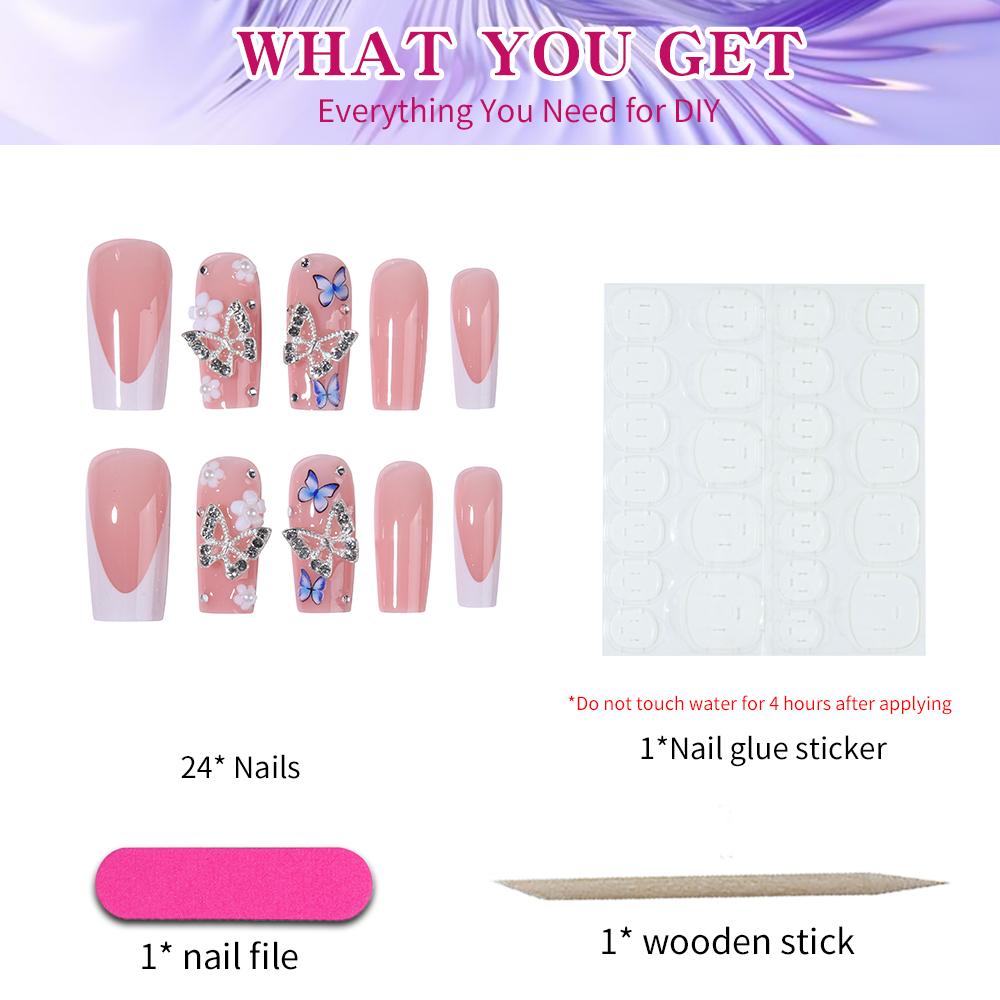 Get Glamorous with, 24Pcs 3D a - Nail Art Press On recension och pris